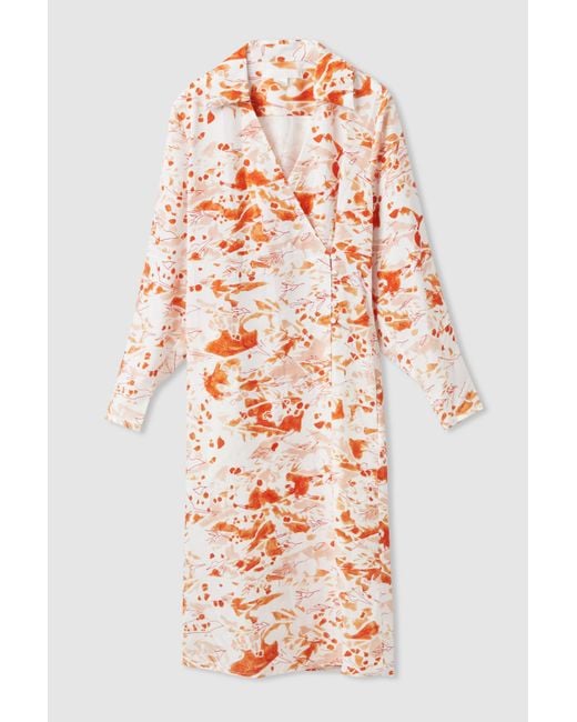 Cos tailored wrap dress orange white Clearance