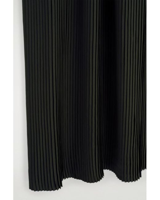 COS Black Gathered Pleated V-Neck Maxi Dress
