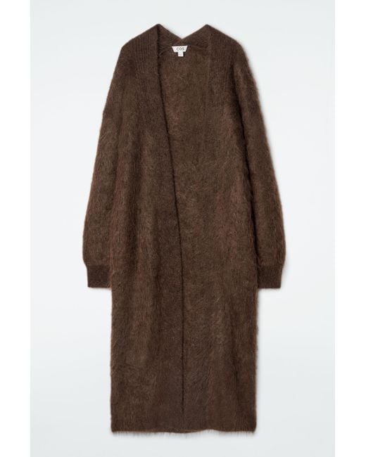 COS Brown Textured Mohair-blend Maxi Cardigan