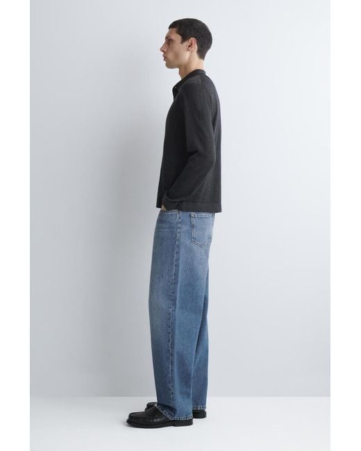 COS Black Knitted Merino Wool Shirt for men