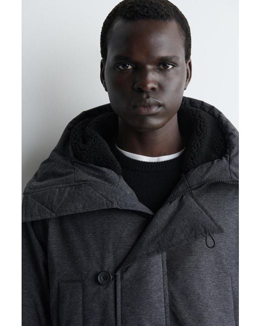 COS Blue Technical Hooded Down Parka for men