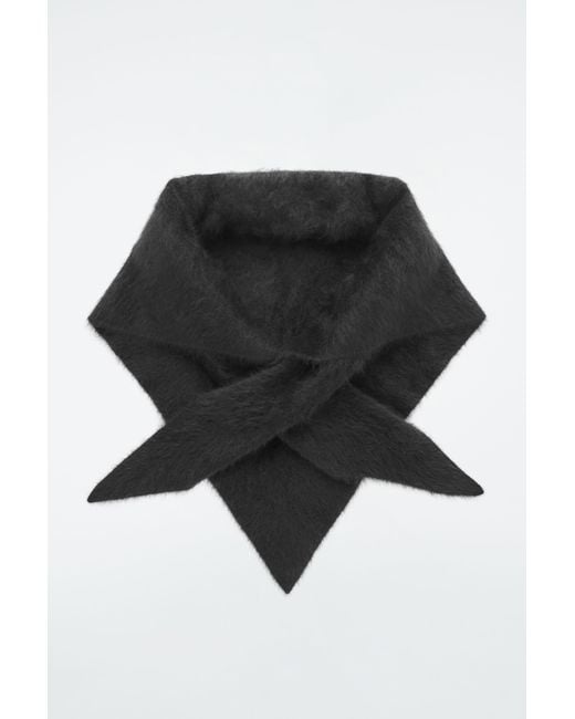 COS Black Pure Brushed-cashmere Triangle Scarf