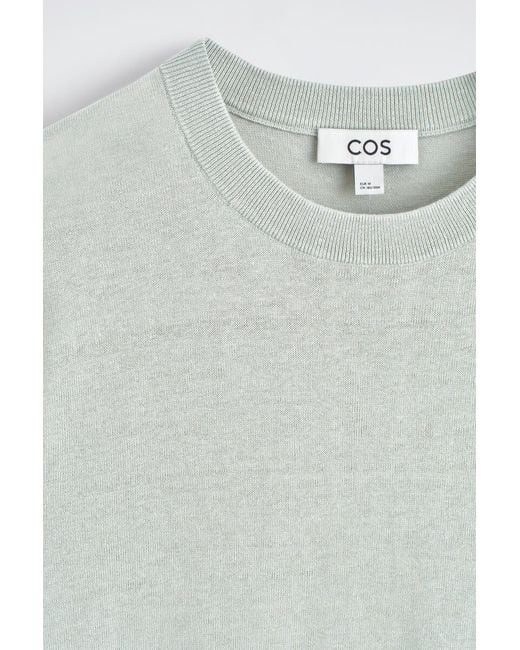 COS White Knitted Linen T-Shirt for men