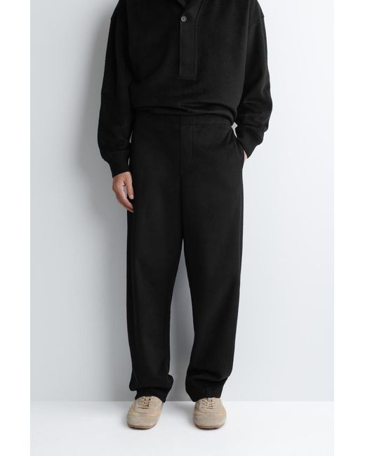 COS Black Wool-Blend Barrel-Leg Pants for men