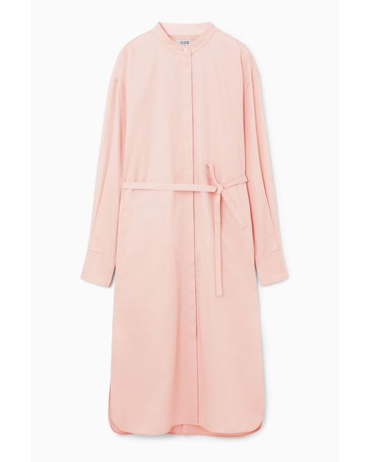 COS Pink Oversized Grandad-collar Shirt Dress
