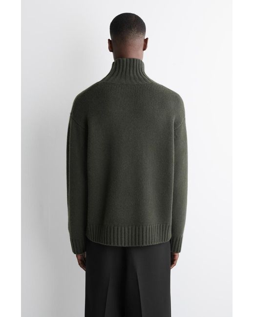 COS Black Chunky Cashmere Funnel-Neck Sweater for men