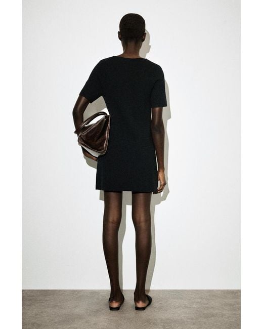 COS Black Buttoned Milano-Knit Mini Dress