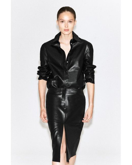 COS Black Lederhemd
