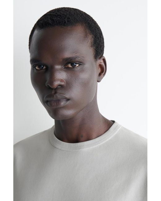 COS White Relaxed Garment-Washed Cotton T-Shirt for men
