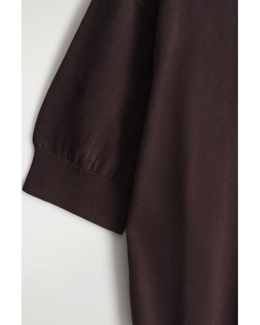 COS Brown Knitted Cotton T-Shirt