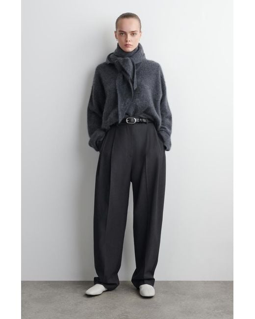 COS Blue Brushed-Cashmere Crew-Neck Sweater