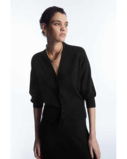 COS Black Waisted Knitted Cardigan