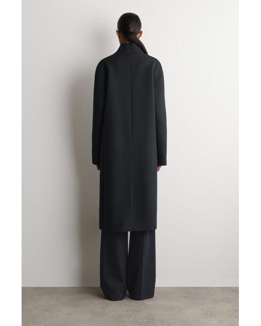 COS Black Collarless Wool-Twill Coat