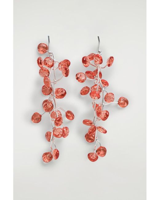 COS Red Cascading Earrings