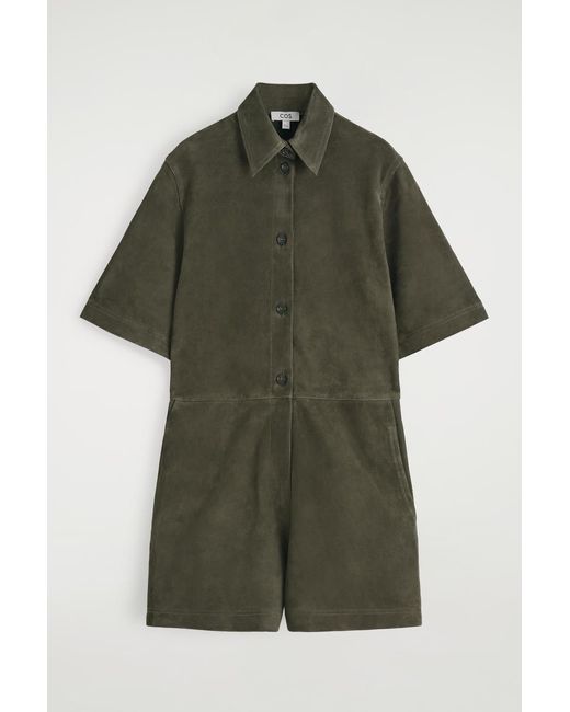 COS Green Suede Playsuit