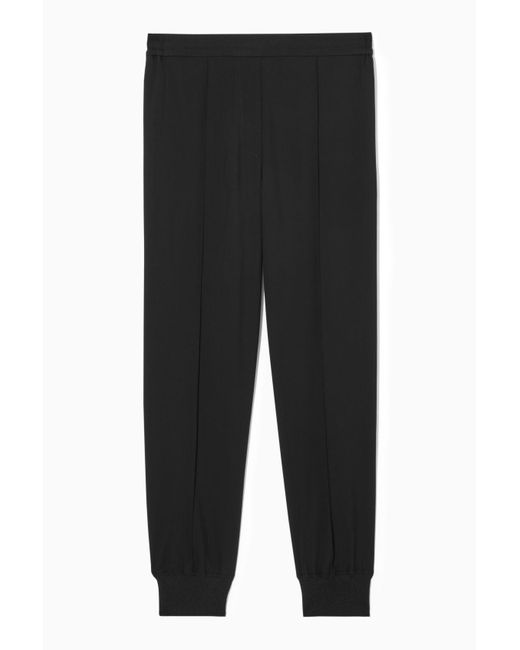 COS Black Pintucked Elasticated Tailored JOGGERS