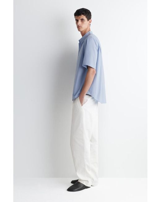 COS Blue Relaxed Cotton Short-Sleeved Shirt for men