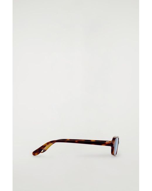 COS White Slim Rectangular Sunglasses