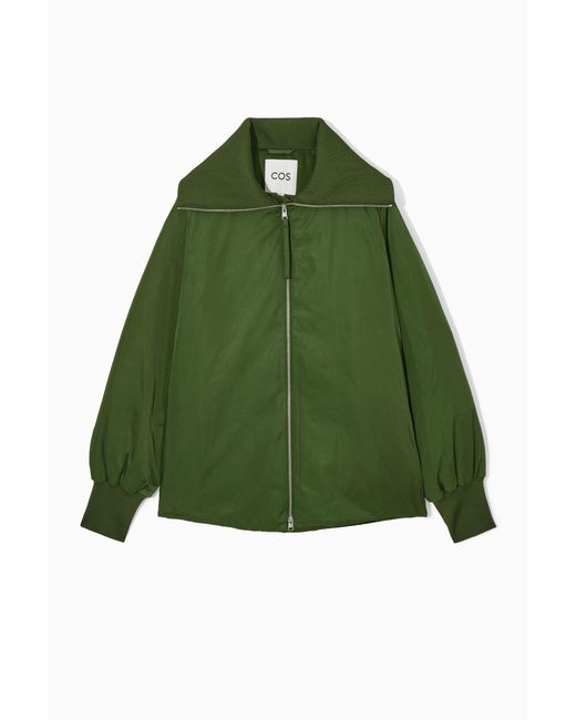 COS Green Ribbed-collar Puffer Jacket