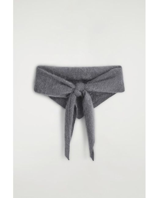 COS Gray Brushed-Cashmere Triangle Scarf