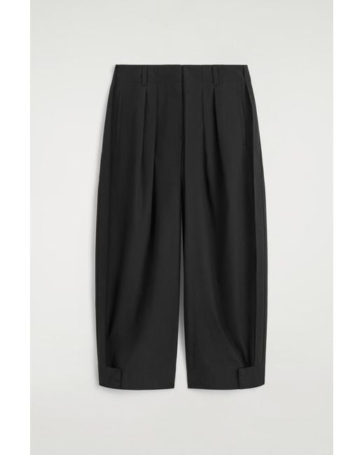 COS Black Pleated Tapered Utility Pants