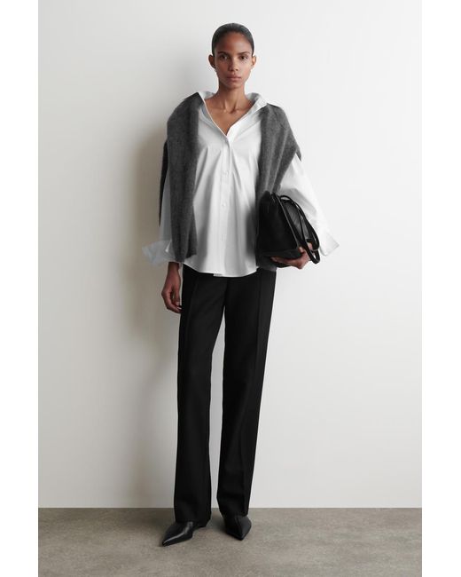 COS White Open-Collar Cotton Shirt