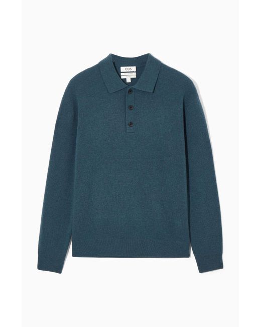 COS Blue Pure Cashmere Polo Shirt for men