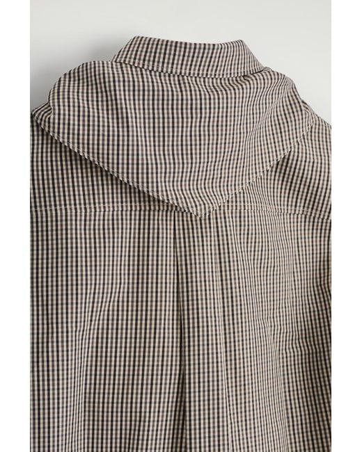 COS Gray Checked Scarf-Detail Shirt