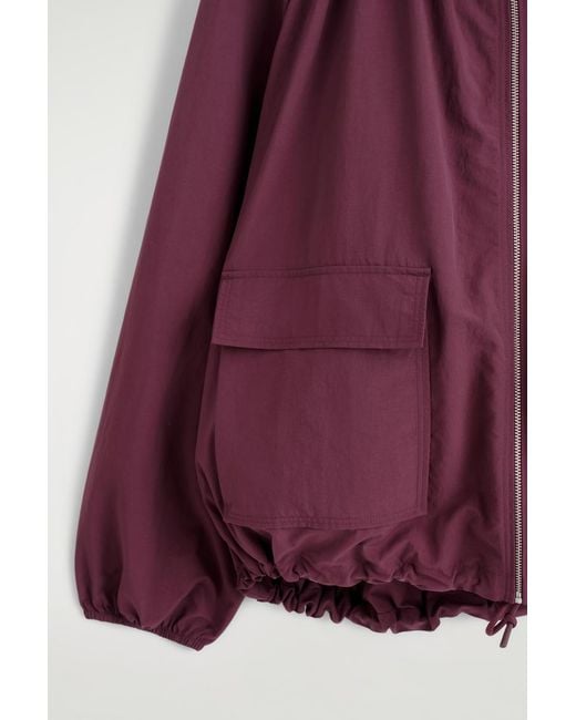 COS Purple Technical Hooded Parka Jacket