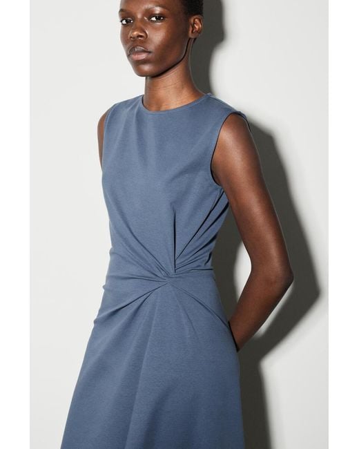 cos blue midi dress PINTUCKED COTTON MIDI DRESS - LIGHT BLUE