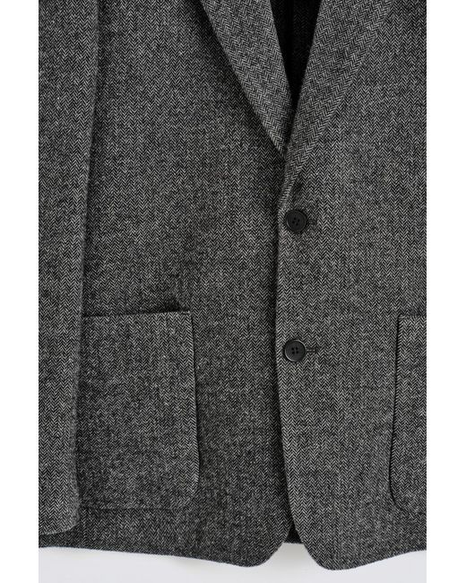 COS Black Unstructured Wool-Herringbone Blazer for men