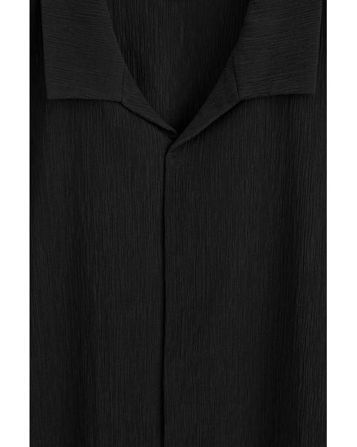 COS Black Crinkled-Cotton Shirt for men