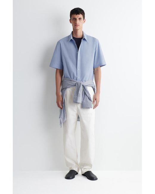 COS Blue Relaxed Cotton Short-Sleeved Shirt for men