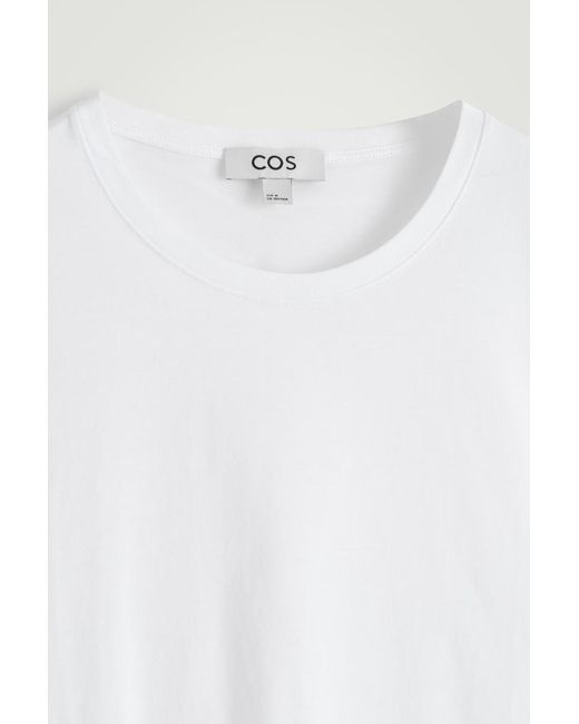 COS White Cotton Crew-Neck T-Shirt for men