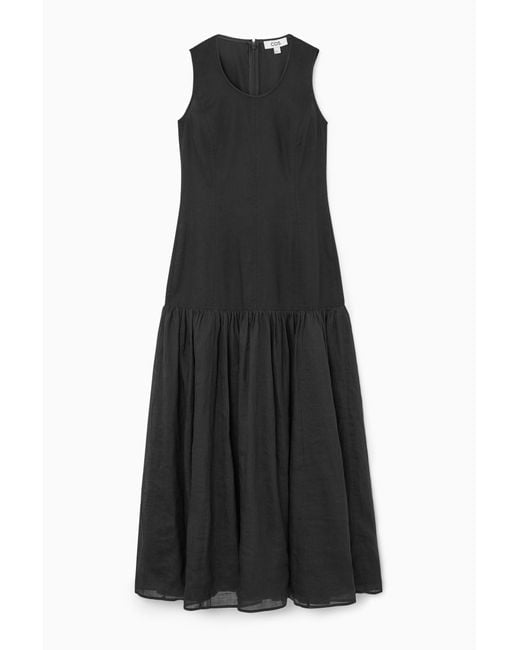 COS Black Dropped-waist Midi Dress
