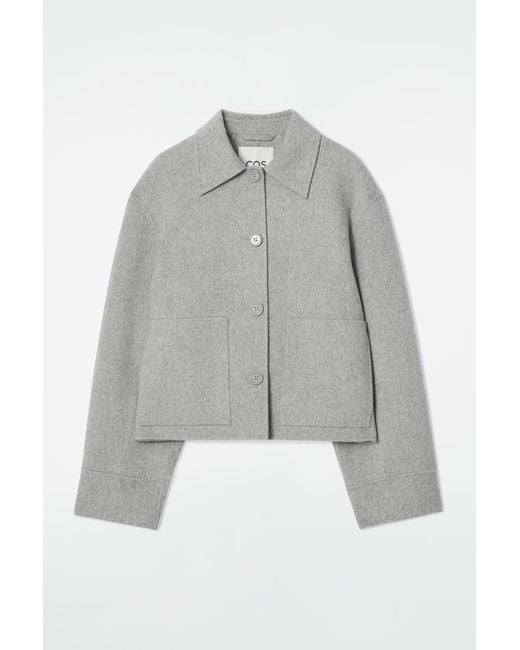 COS Gray Boxy Double-faced Wool Jacket