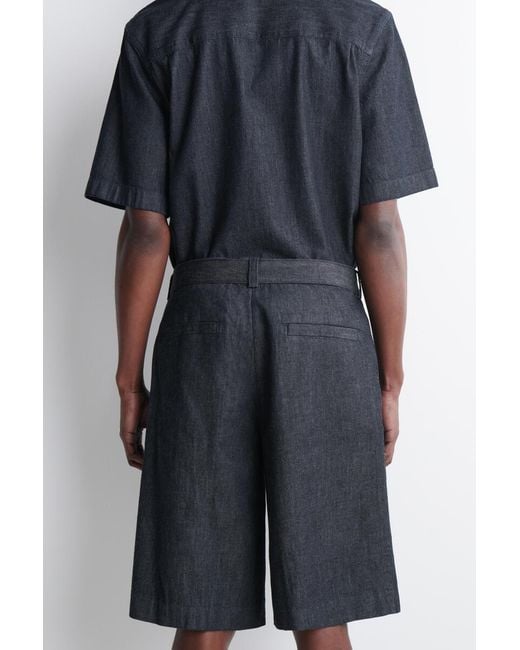 COS Blue Belted Wide-Leg Denim Shorts for men