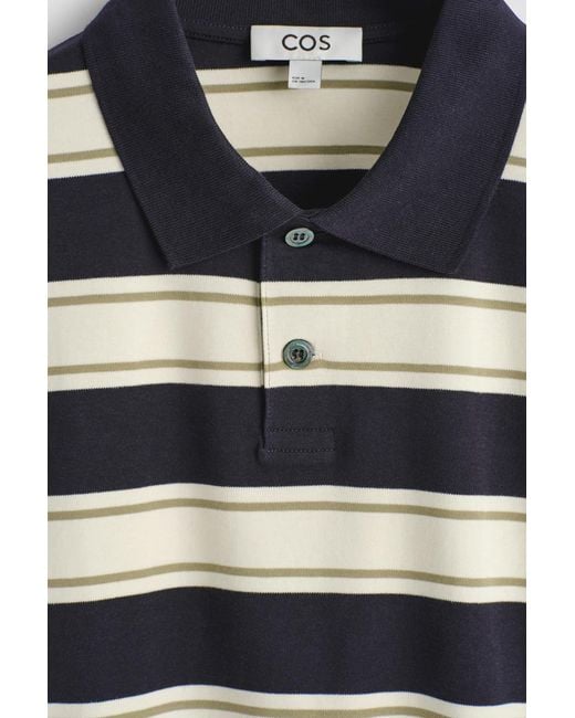 COS Blue Interlock Cotton Polo Shirt for men