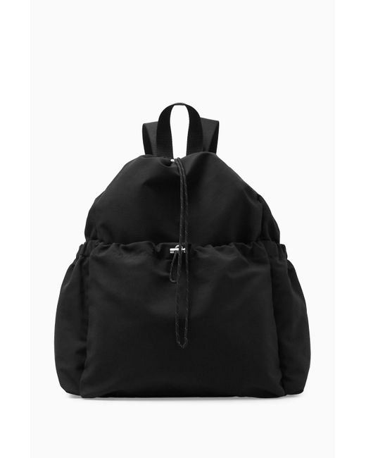COS Black Drawstring Backpack for men