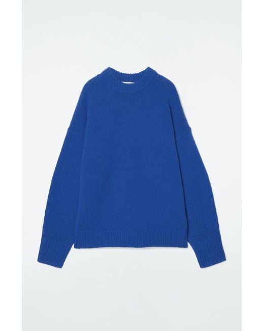 COS Blue Chunky Wool Crew-neck Sweater