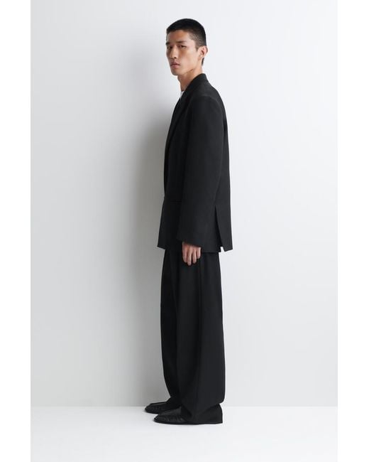 COS Black Double-Breasted Twill Blazer for men