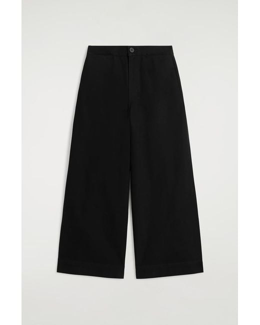 COS Black Cropped Wide-Leg Denim Trousers