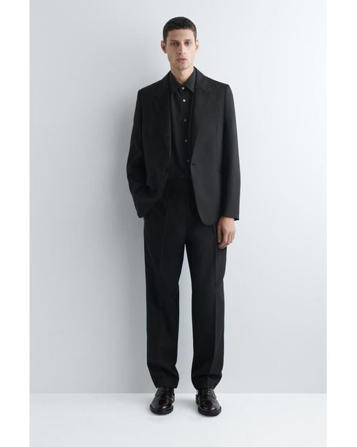 COS Black Satin-Collar Wool Blazer for men
