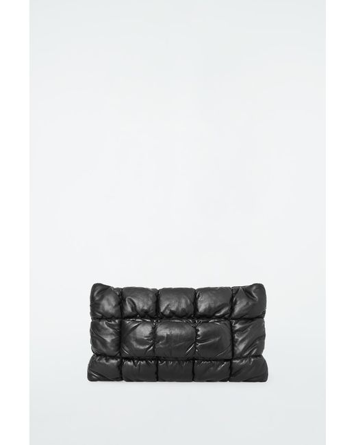 COS Black Pillow Quilted Clutch Bag - Leather