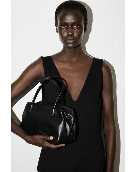 COS Black V-Neck Wrapped Midi Dress