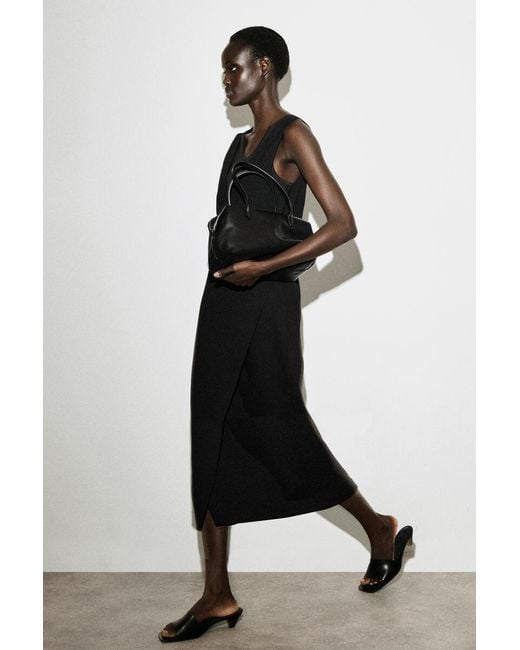 COS Black V-Neck Wrapped Midi Dress