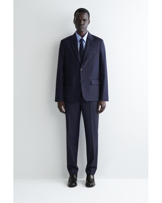 COS Blue Single-Breasted Wool Blazer for men