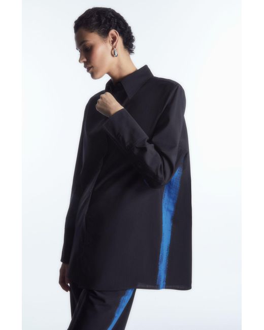 COS Blue Oversized Painted Wool Shirt