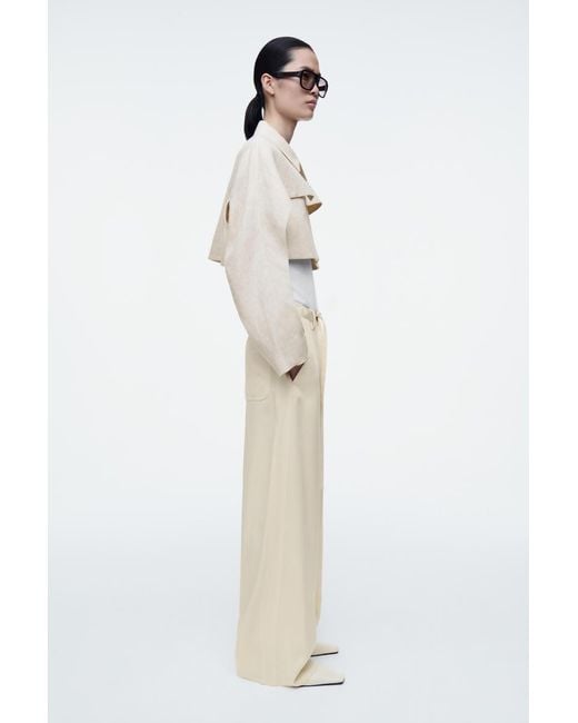 COS Cropped Linen Jacket in White | Lyst