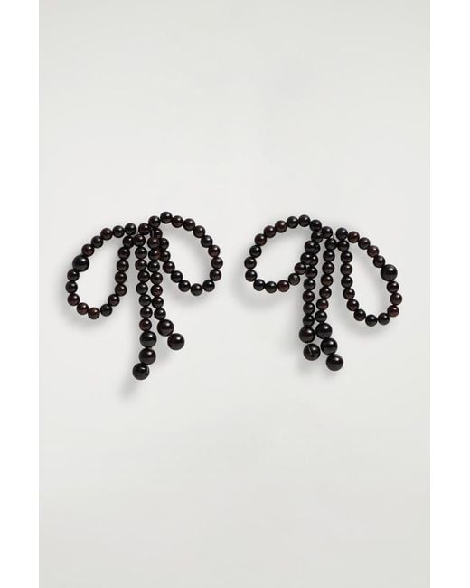 COS Black Garnet Bow Earrings